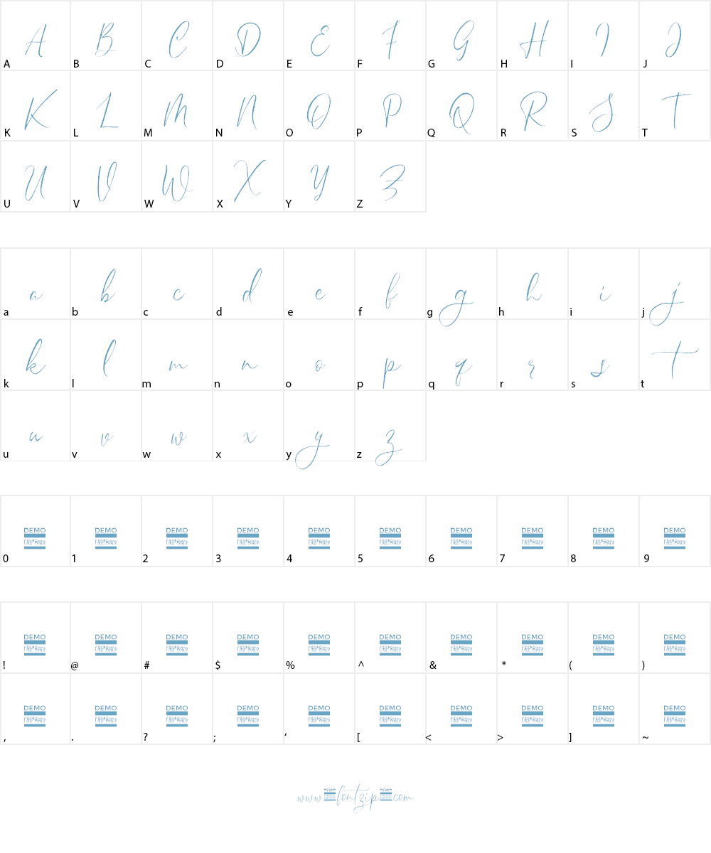 Sheilazain Demo Font Character